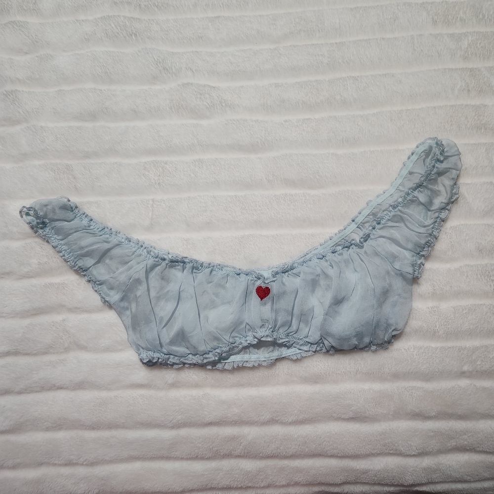 Rare Skims Sleepover Chiffon Crop Top Frost Size XS Romantic Chiffon Heart